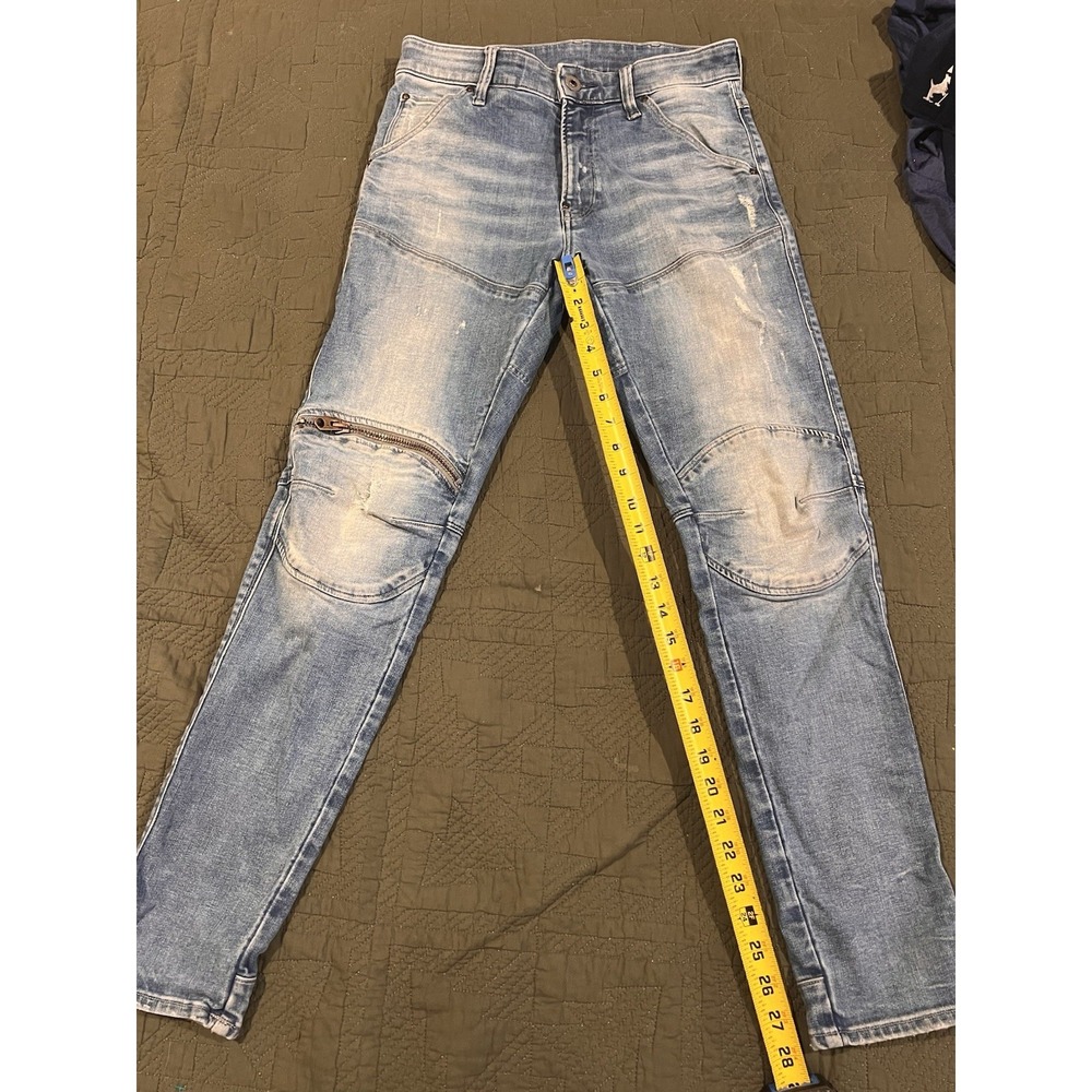 G Star Raw  Men's Blue Jeans Skinny 3D Zip‎ Knee 28x30